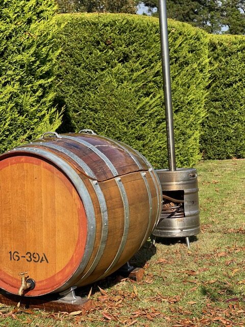 Beautiful hot tub barrel bath in a customers garden