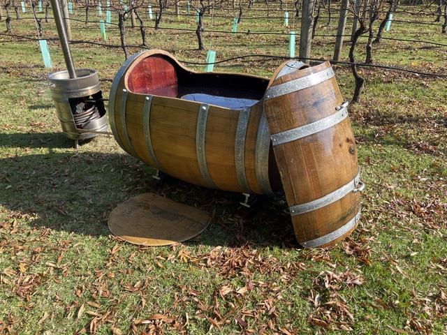 hot tub barrel bath in the countryside